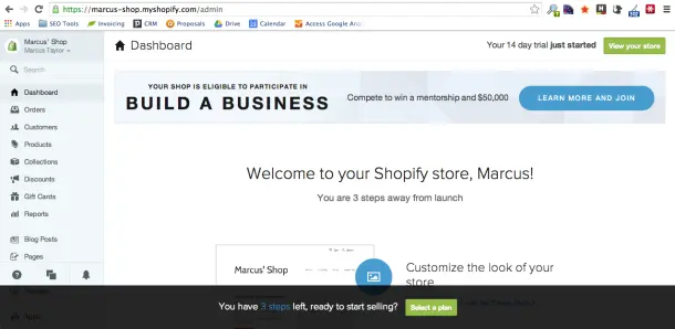 Create a Shopify store