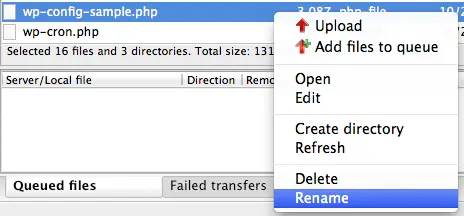 Renaming the WP-config.php file