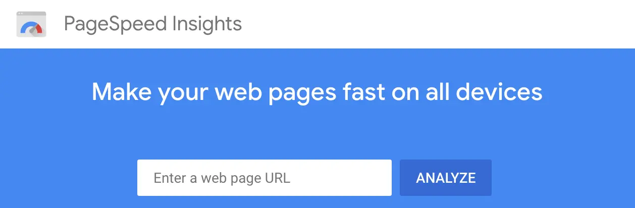 PageSpeed Insights showing the tool's web page performance analysis interface.