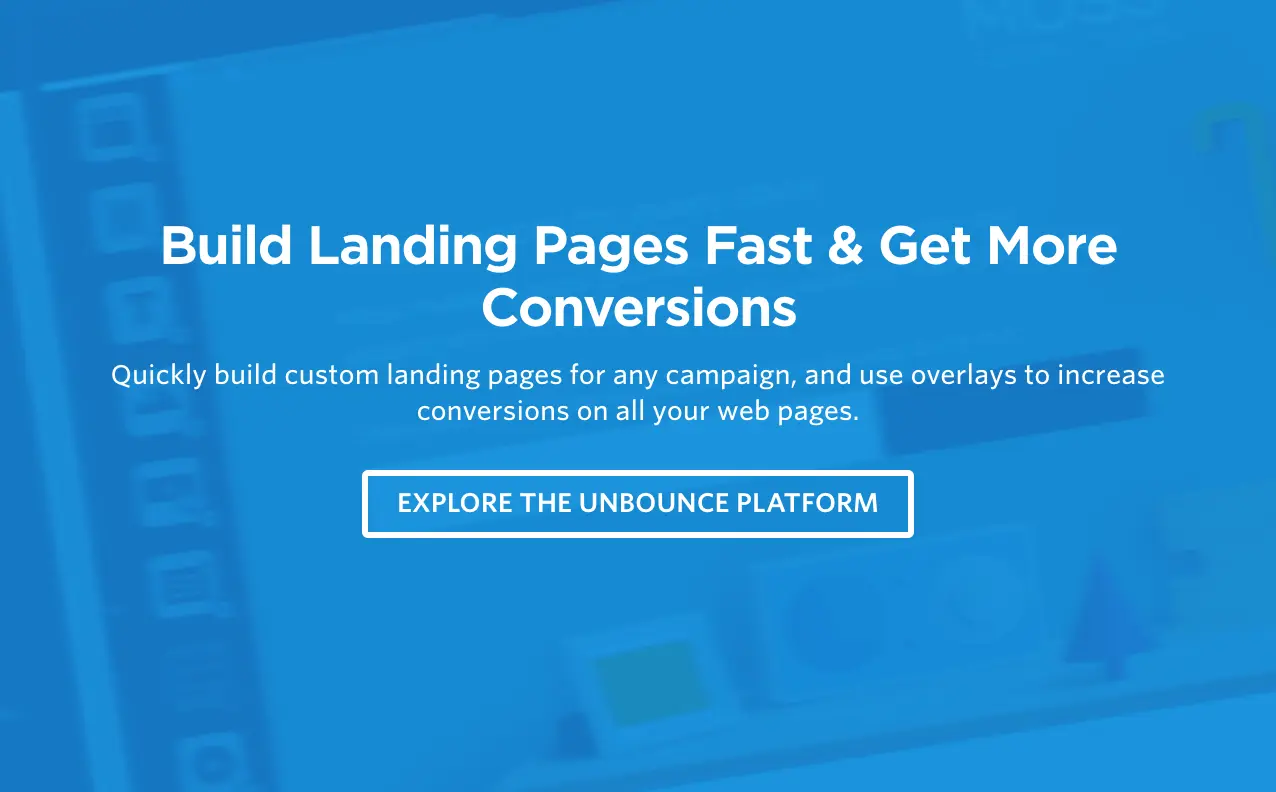 Unbounce landing page builder showcasing features and benefits.