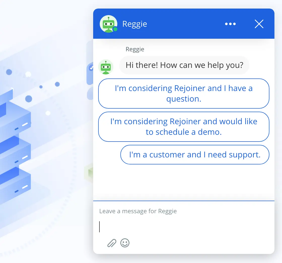 Drift chatbot Reggie interacting with a user for support.