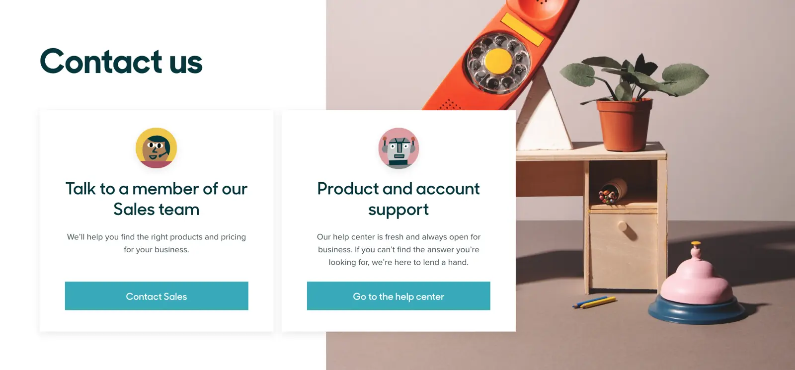 Zendesk contact form options for potential and existing customers.
