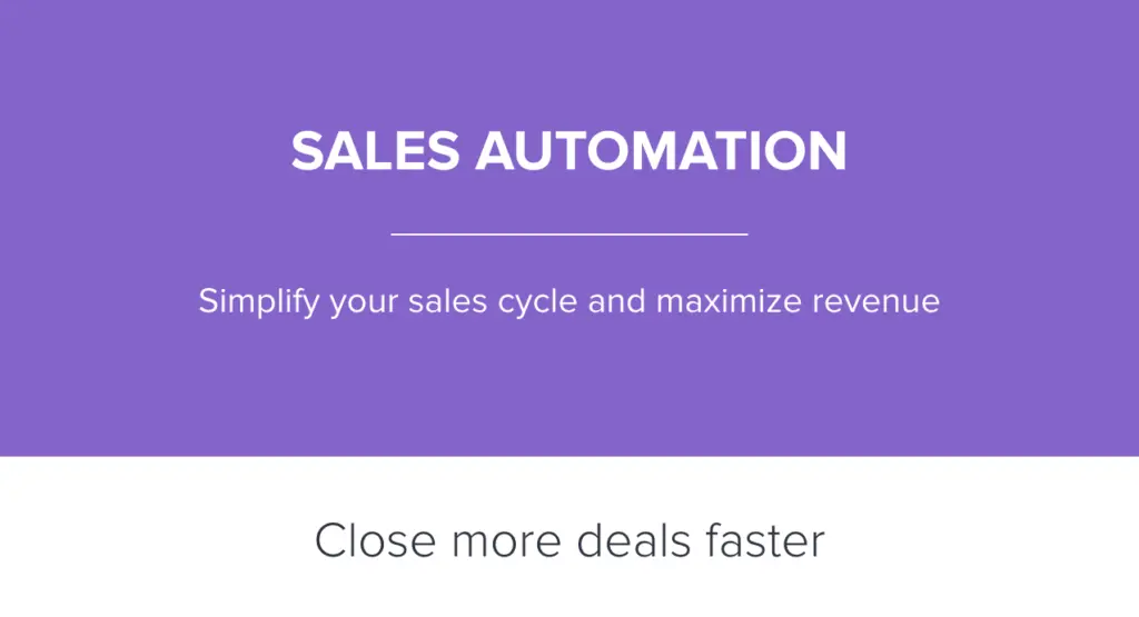 Sales automation message highlighting revenue maximization.