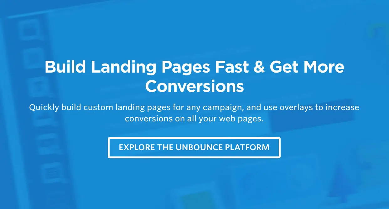 Unbounce landing page builder interface showing design options.