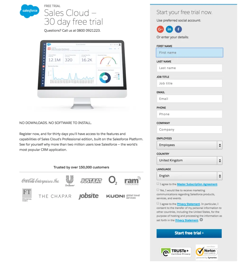 Salesforce form