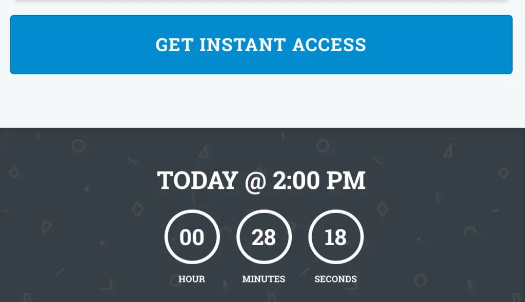Countdown timer showing hours, minutes, and seconds until the webinar starts.