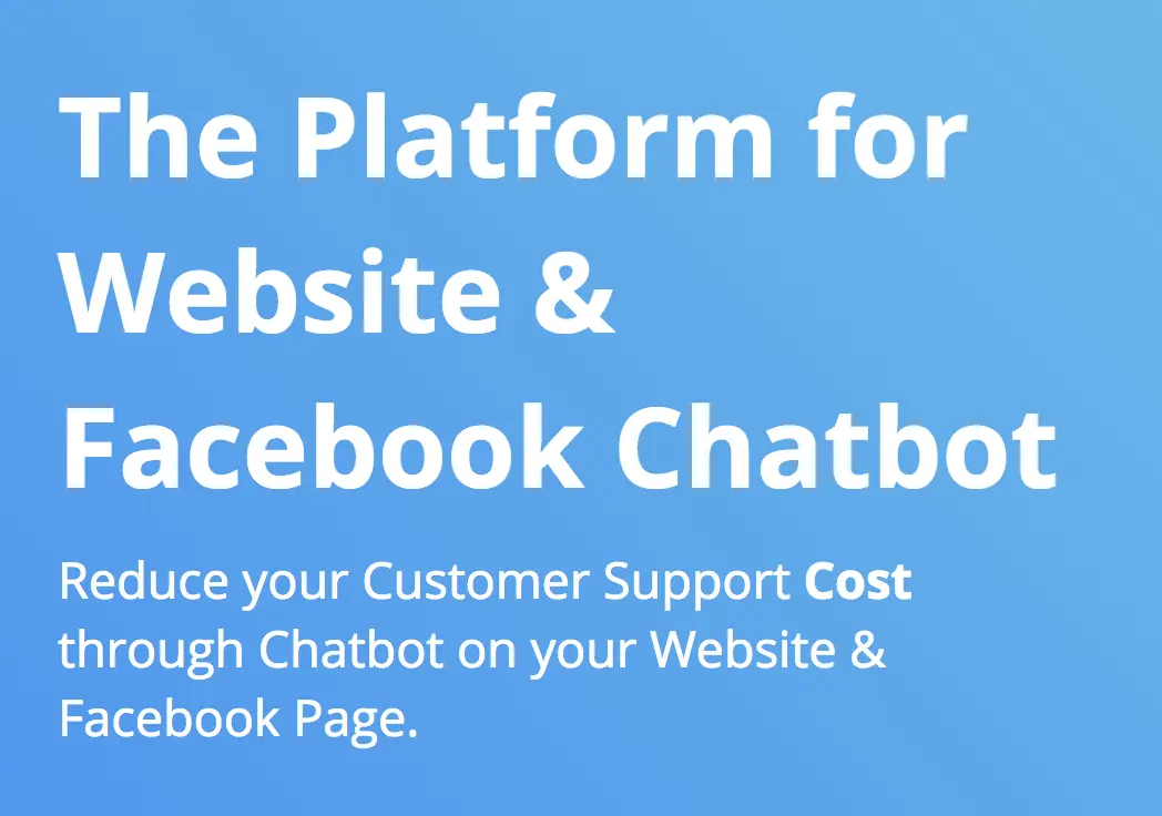 Botsify homepage banner promoting chatbot solutions for websites and Facebook pages.