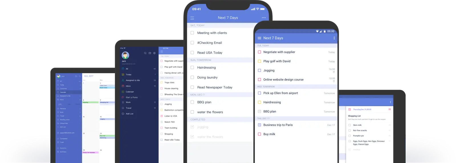 task management app interface displaying a schedule and to-do list
