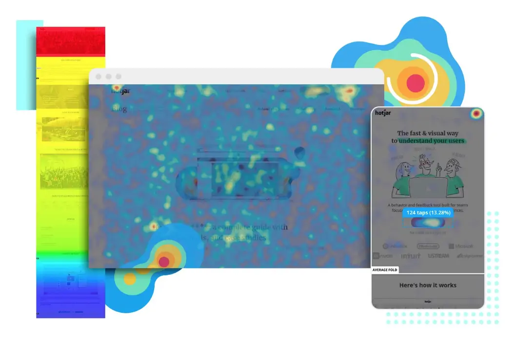 Hotjar heatmap displaying user interaction on a webpage.