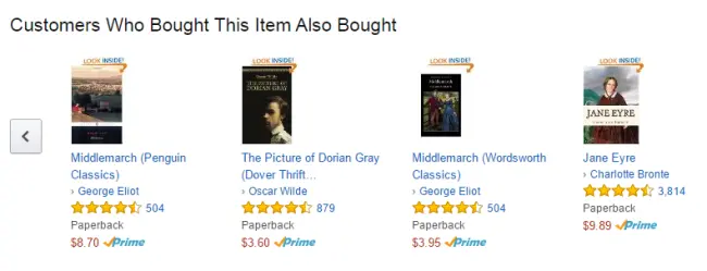 Amazon product recommendations showing items frequently bought together.