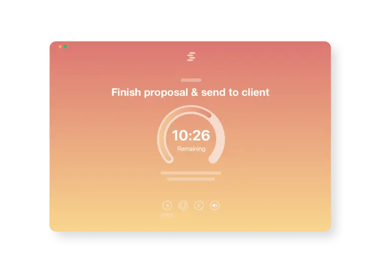 Focus timer showing 10 minutes and 26 seconds remaining.