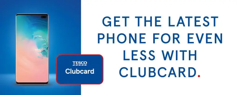 Tesco Clubcard promotion advertising a smartphone deal.