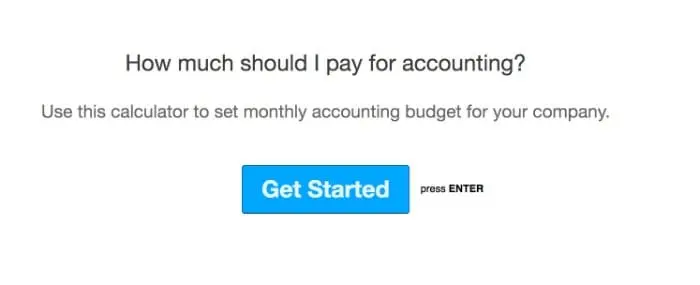 Personalized accounting budget calculator prompting user to get started.