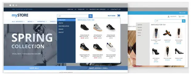 Evergage personalized search results for a shoe retailer based on user interests.