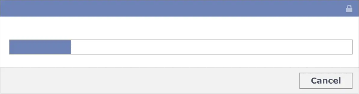 Facebook progress bar indicating a secure action.