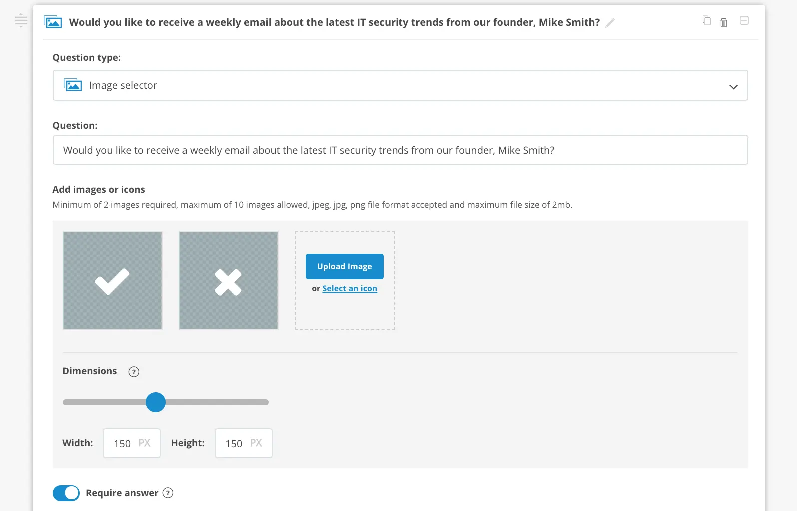 Forms for selecting email preferences in a marketing tool.