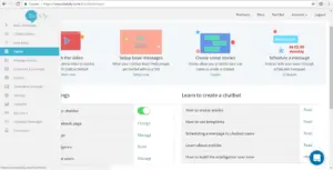 Botsify dashboard showing chatbot creation and settings options.