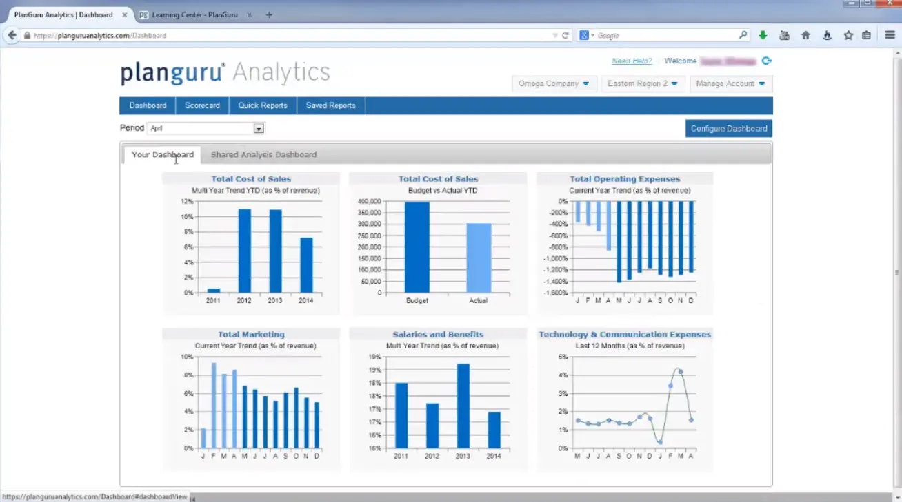 PlanGuru financial dashboard