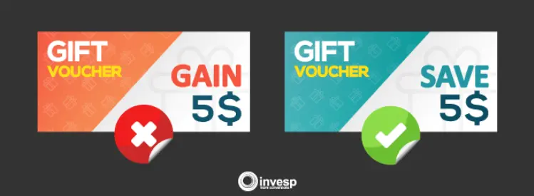 Invesp gift vouchers showing gain and save biases.