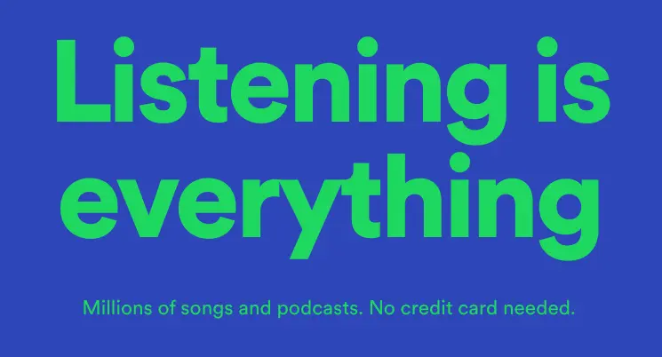 Spotify promotional graphic emphasizing listening experiences.