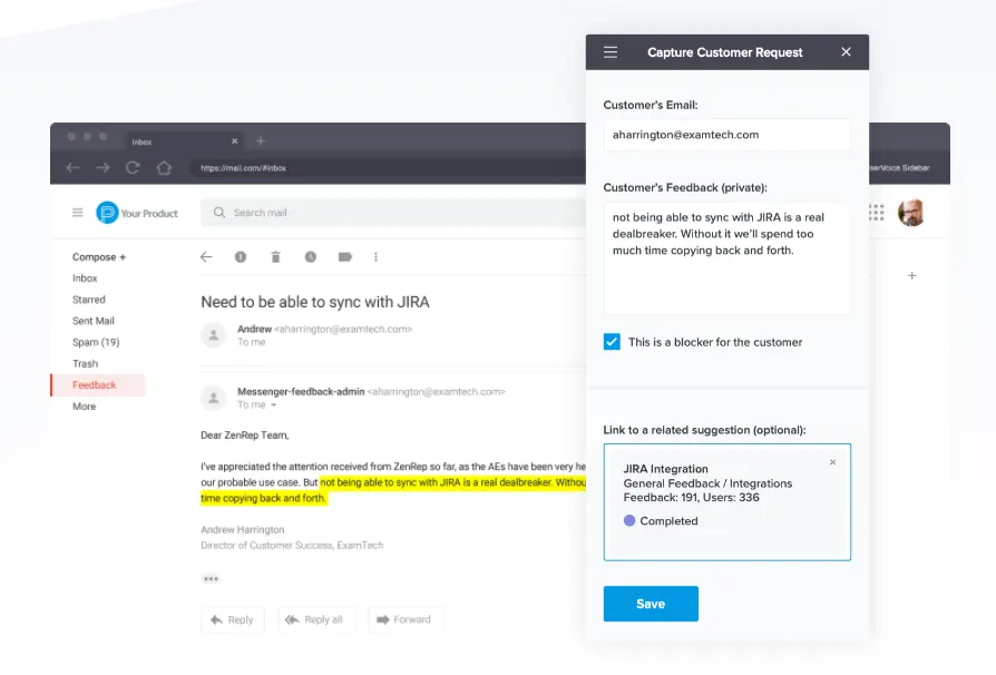 UserVoice feedback management features for SaaS companies.