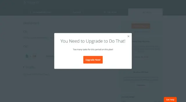 Zapier dashboard showing upgrade prompt for task limits.