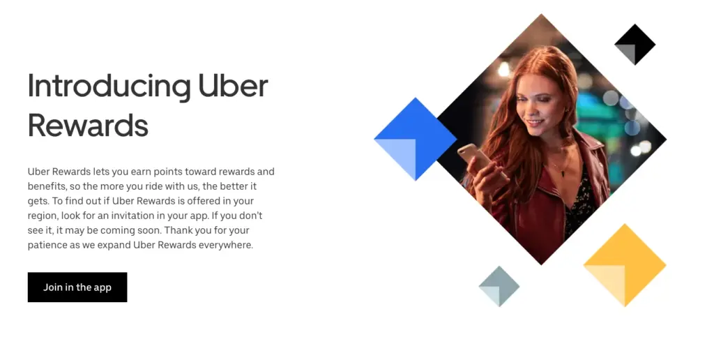 Uber Rewards app interface showing points earned for completed rides.