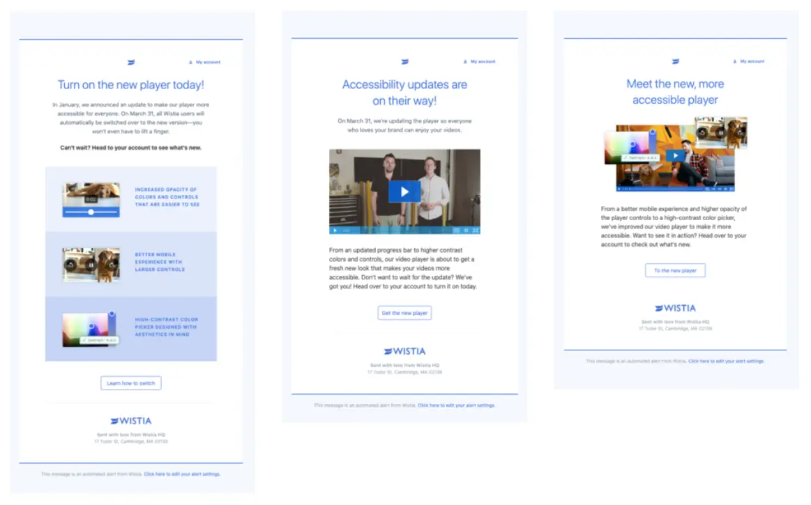 Wistia interface showcasing the new player features and updates.