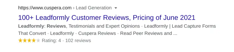 Leadformly customer reviews with star rating and summary details