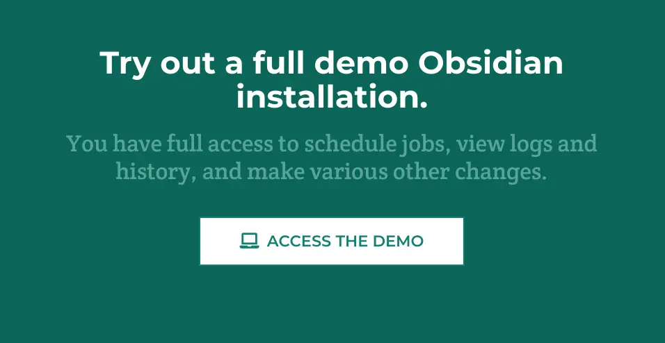 Obsidian installation demo showcasing features and access options.