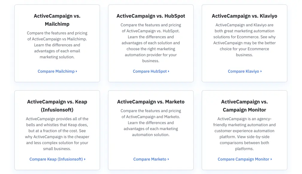 ActiveCampaign vs. Mailchimp comparison overview.