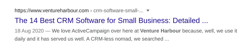 ActiveCampaign showing an example of content strategy metrics.