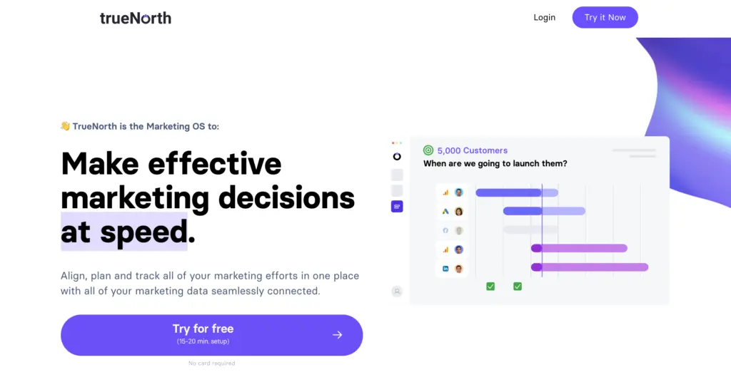 trueNorth dashboard showing customer launch timeline.