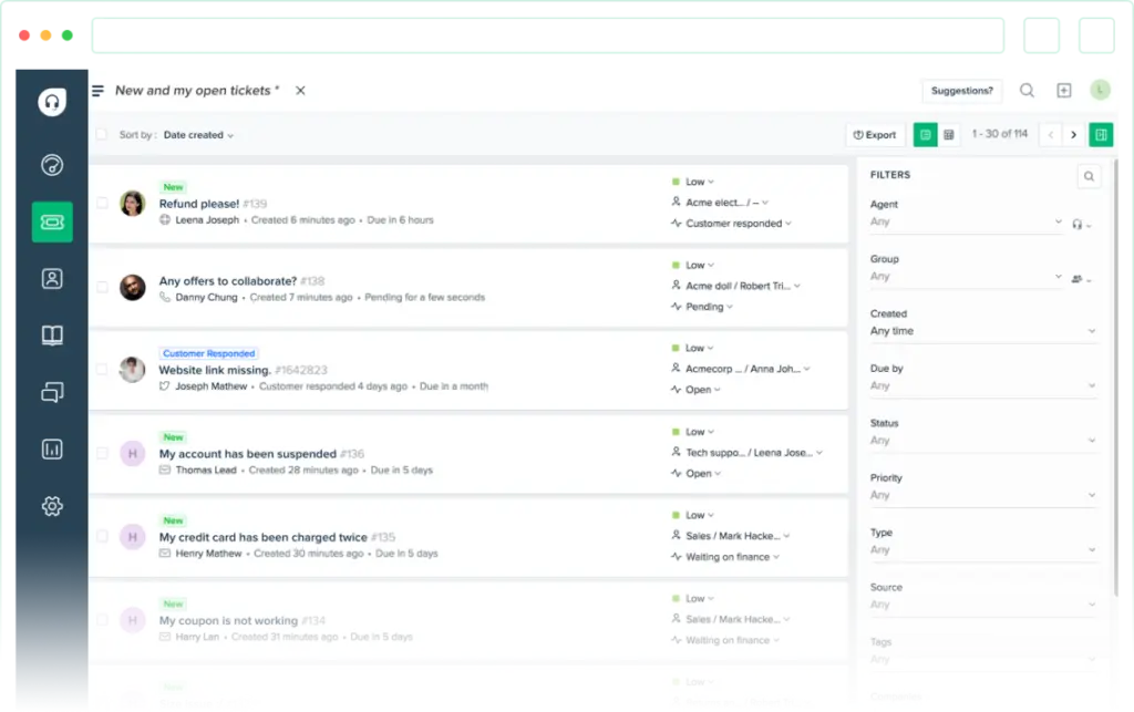 Screenshot of Freshdesk software