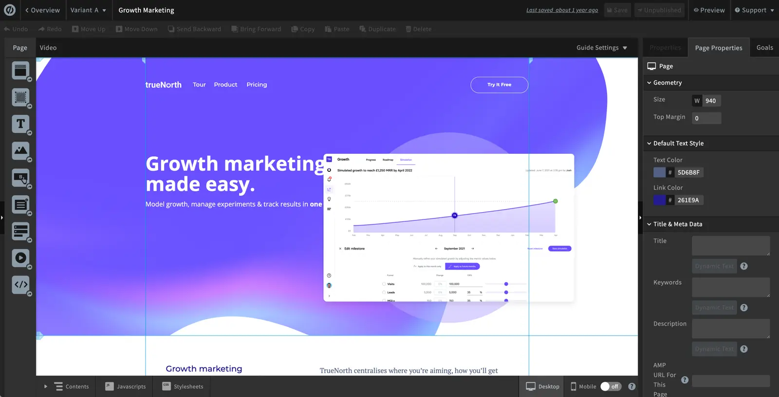 TrueNorth growth marketing dashboard displaying user performance insights.