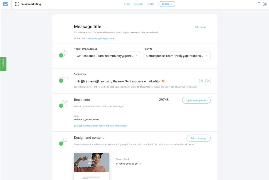 getresponse email builder