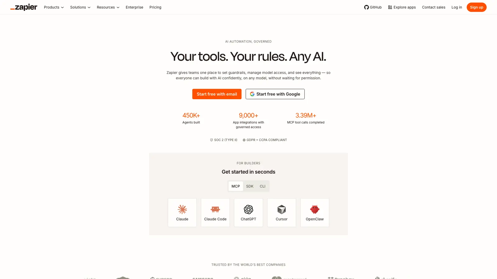 Zapier homepage