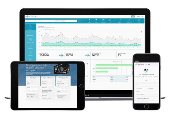 Formisimo dashboard displaying analytics and user engagement metrics.