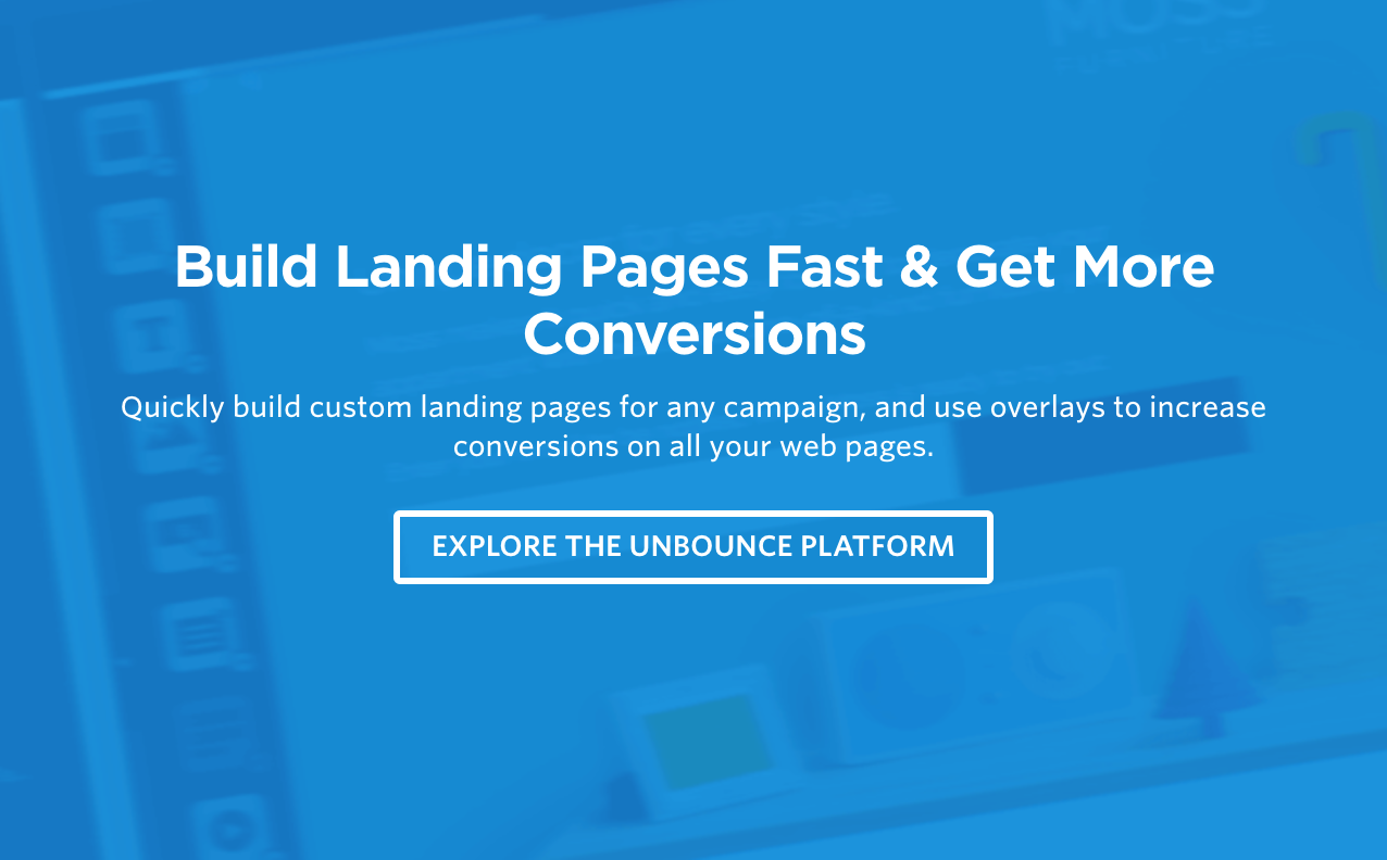 Unbounce landing page builder showcasing features and benefits.