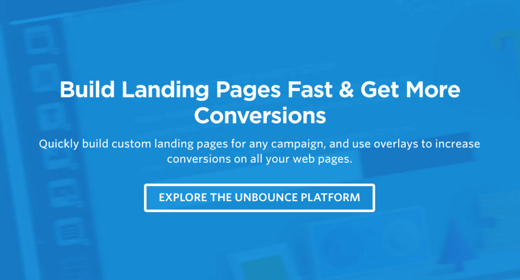Unbounce landing page builder showcasing conversion features.