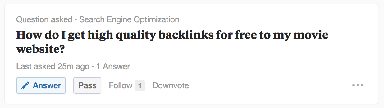 Quora question about obtaining high-quality backlinks for a movie website.