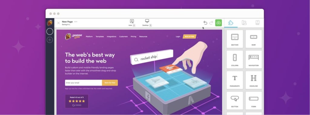 Makeswift landing page builder interface showcasing template options.