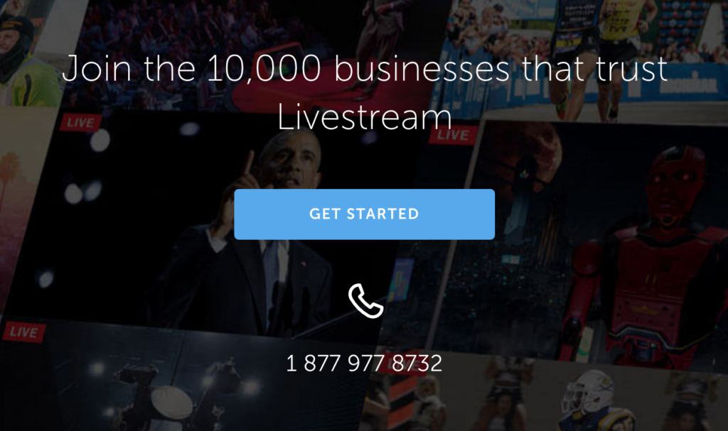 Livestream advertisement promoting trust from 10,000 businesses.
