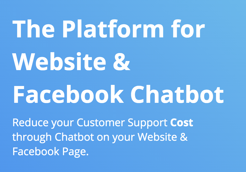 Botsify homepage banner promoting chatbot solutions for websites and Facebook pages.