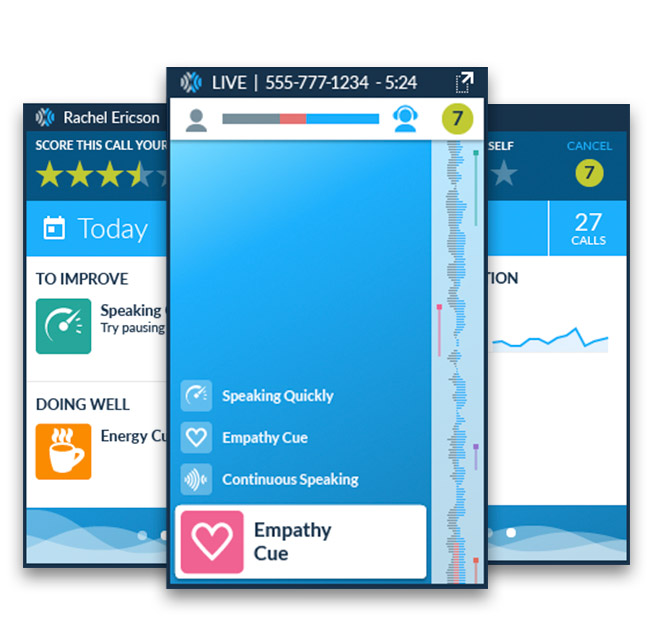 Cogito showing real-time conversation analysis and guidance metrics.