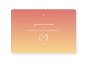 Freedom.to webpage blocker showing a blocked page alert with a timer.