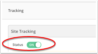 ActiveCampaign Site Tracking settings showing the status toggle.