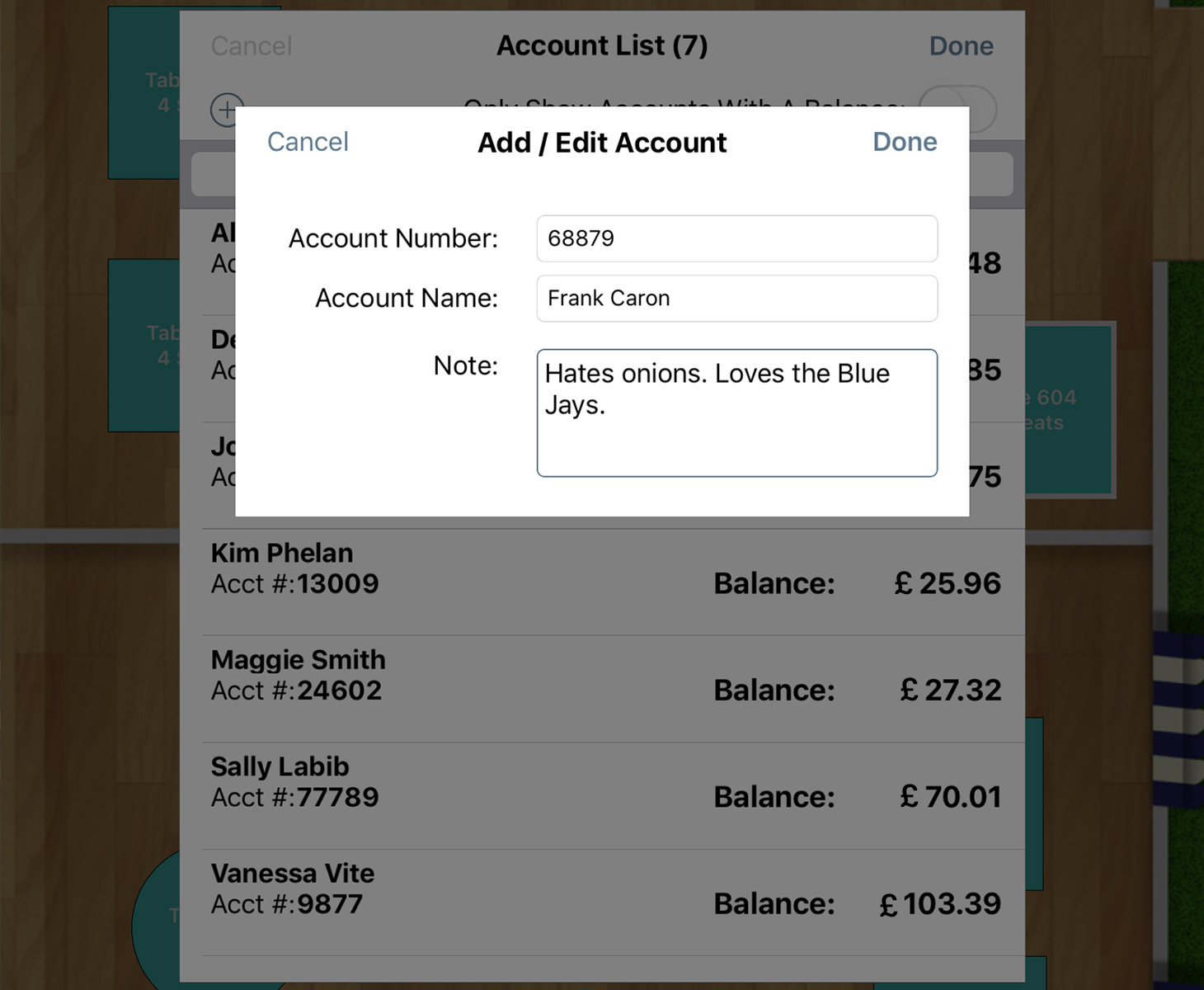 Kapture account management interface showing account details and notes.