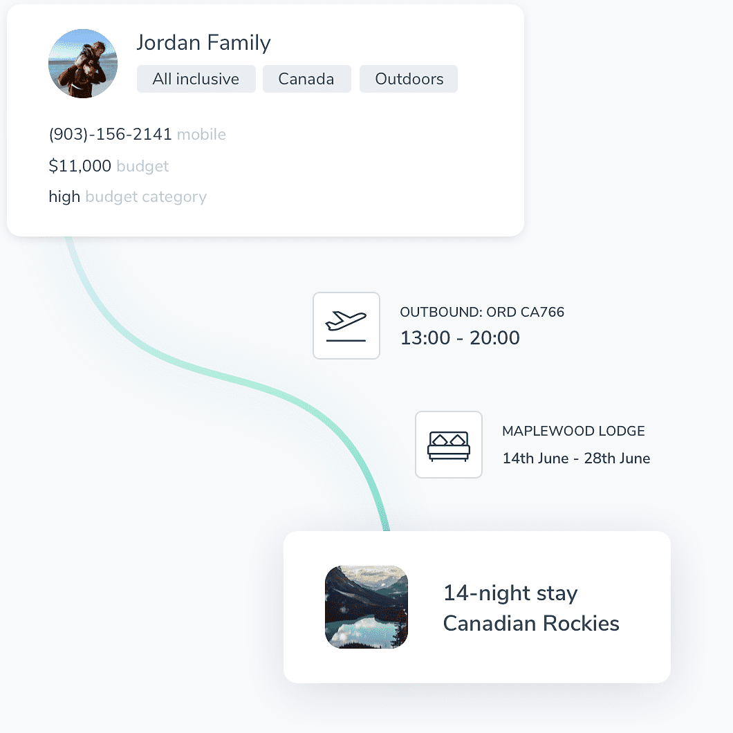Capsule's CRM showing customer information and booking details.