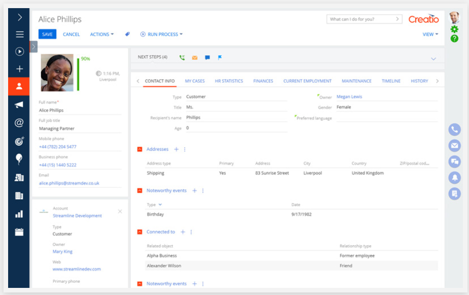 creatio dashboard